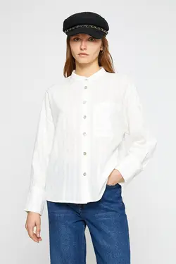 پیراهن سفید زنانه 3WAK60050CW - یاری شاپ