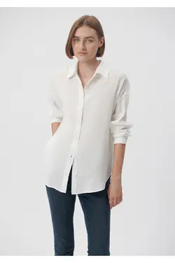 پیراهن سفید لمسی لوکس لوکس فیت 122854-34519 - یاری شاپ