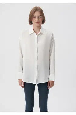 پیراهن سفید لمسی لوکس لوکس فیت 122854-34519 - یاری شاپ