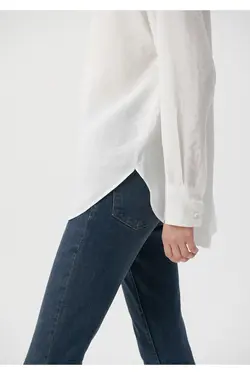 پیراهن سفید لمسی لوکس لوکس فیت 122854-34519 - یاری شاپ