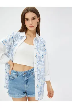 پیراهن سنتی موتیف پنبه ای Relax Fit - یاری شاپ