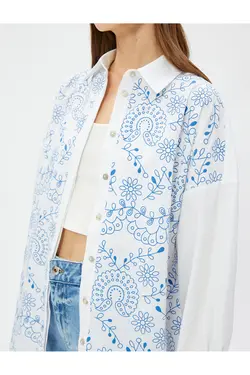 پیراهن سنتی موتیف پنبه ای Relax Fit - یاری شاپ