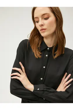 پیراهن سنگ دار آستین بلند دکمه دار - یاری شاپ