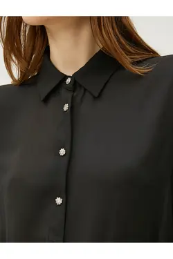 پیراهن سنگ دار آستین بلند دکمه دار - یاری شاپ