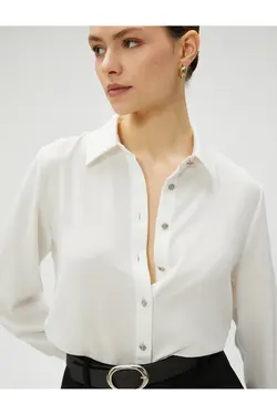 پیراهن سنگ دار آستین بلند دکمه دار - یاری شاپ