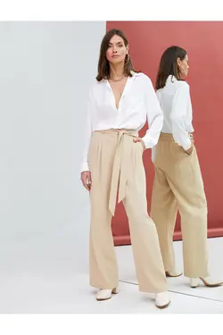 پیراهن سنگی آستین بلند با دکمه های جیب مروارید براق - یاری شاپ