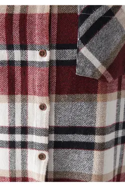 پیراهن شطرنجی قرمز کلاهدار Loose Fit / Loose Fit 122354-83151 - یاری شاپ