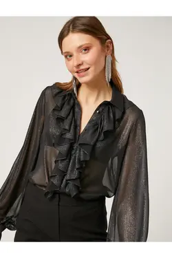 پیراهن شفاف با جزئیات فلونس - یاری شاپ