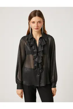 پیراهن شفاف با جزئیات فلونس - یاری شاپ