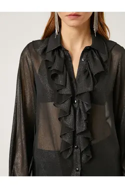 پیراهن شفاف با جزئیات فلونس - یاری شاپ