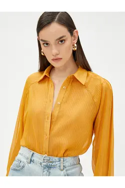 پیراهن شیفون راه راه با آستین راگلان - یاری شاپ