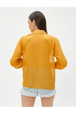 پیراهن شیفون راه راه با آستین راگلان - یاری شاپ