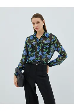 پیراهن شیفون گلدار با جیب - یاری شاپ