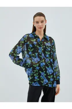 پیراهن شیفون گلدار با جیب - یاری شاپ