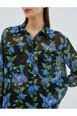 پیراهن شیفون گلدار با جیب - یاری شاپ