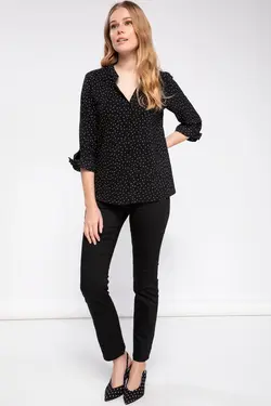 پیراهن طرح خالدار با جزئیات آستین کراوات - یاری شاپ