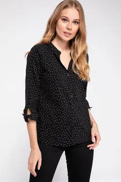 پیراهن طرح خالدار با جزئیات آستین کراوات - یاری شاپ