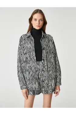 پیراهن طرح دار گورخر با جیب - یاری شاپ