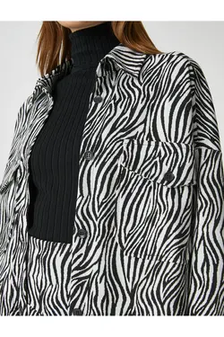 پیراهن طرح دار گورخر با جیب - یاری شاپ