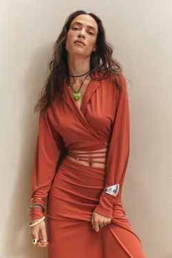 پیراهن قهوه ای رنگارنگ زنانه - یاری شاپ