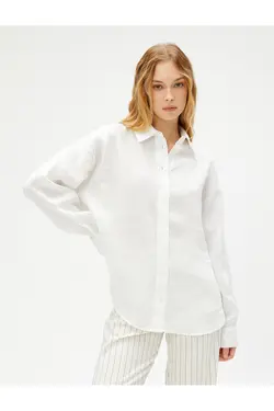 پیراهن کتان آستین بلند دکمه دار - یاری شاپ