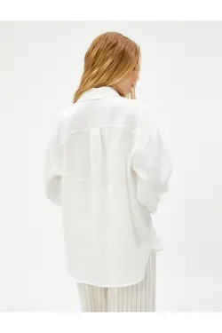 پیراهن کتان آستین بلند دکمه دار - یاری شاپ