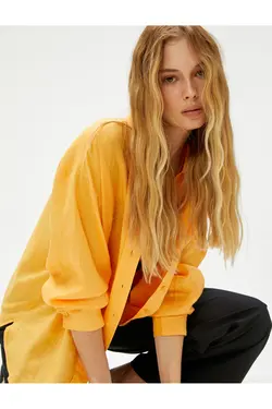 پیراهن کتان آستین بلند دکمه دار - یاری شاپ