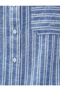 پیراهن کتان با جزئیات و جیب های قلاب بافی - یاری شاپ