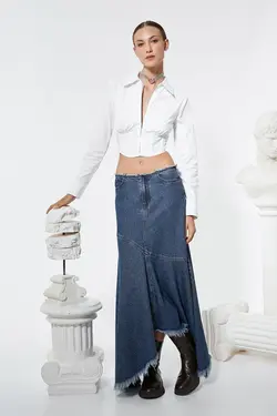 پیراهن کراپ کرست زیپ دار 4WAK60081PW - یاری شاپ