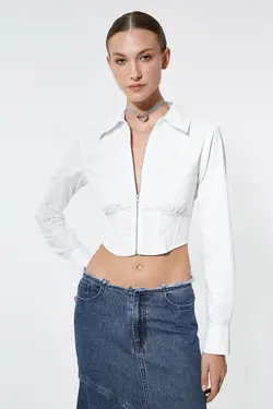 پیراهن کراپ کرست زیپ دار 4WAK60081PW - یاری شاپ