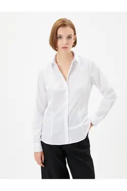 پیراهن کلاسیک آستین بلند دکمه دار باریک - یاری شاپ