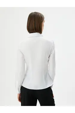 پیراهن کلاسیک آستین بلند دکمه دار باریک - یاری شاپ