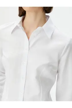 پیراهن کلاسیک آستین بلند دکمه دار باریک - یاری شاپ