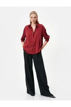 پیراهن کلاسیک آستین بلند دکمه دار منظم - یاری شاپ