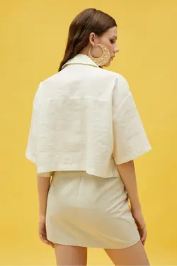 پیراهن کوتاه آستین کوتاه با جیب 3sak60244pw - یاری شاپ