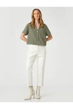 پیراهن کوتاه آستین کوتاه جیبی ترکیبی - یاری شاپ