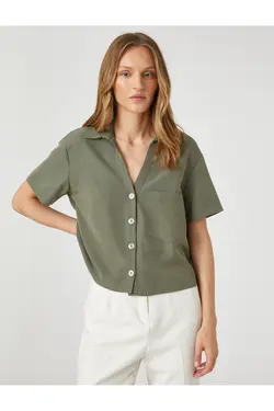 پیراهن کوتاه آستین کوتاه جیبی ترکیبی - یاری شاپ