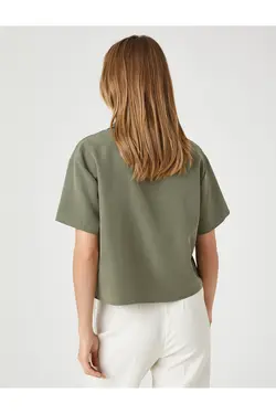 پیراهن کوتاه آستین کوتاه جیبی ترکیبی - یاری شاپ