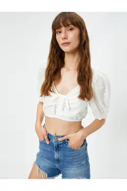 پیراهن کوتاه دوزی نخی آستین کوتاه - یاری شاپ