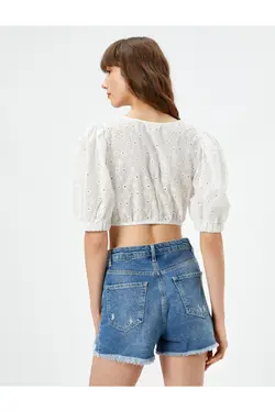 پیراهن کوتاه دوزی نخی آستین کوتاه - یاری شاپ