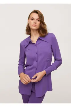 پیراهن گشاد جیبی بنفش زنانه - یاری شاپ