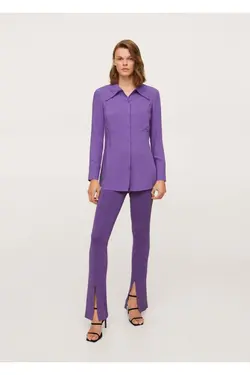 پیراهن گشاد جیبی بنفش زنانه - یاری شاپ