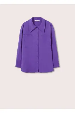 پیراهن گشاد جیبی بنفش زنانه - یاری شاپ