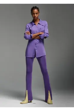 پیراهن گشاد جیبی بنفش زنانه - یاری شاپ