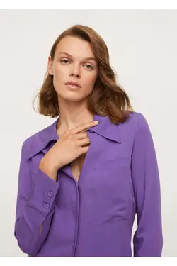 پیراهن گشاد جیبی بنفش زنانه - یاری شاپ