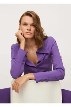 پیراهن گشاد جیبی بنفش زنانه - یاری شاپ