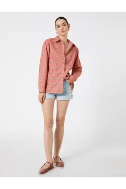 پیراهن گلدار آستین بلند Relax Fit - یاری شاپ