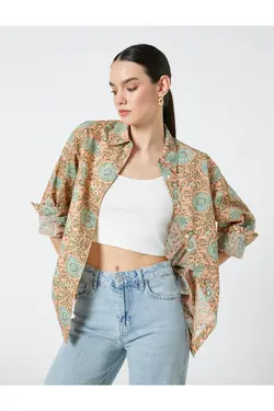 پیراهن گلدار آستین بلند Relax Fit - یاری شاپ