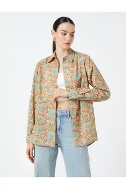 پیراهن گلدار آستین بلند Relax Fit - یاری شاپ