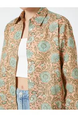 پیراهن گلدار آستین بلند Relax Fit - یاری شاپ